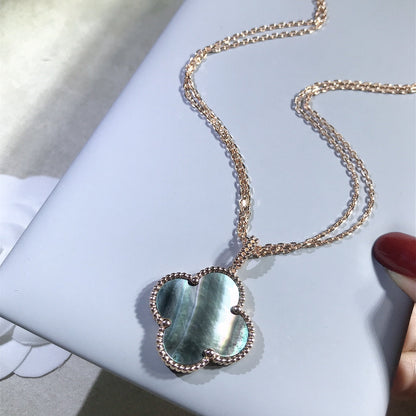 [Violet JW]CLOVER 25MM GOLD DARK MOP BIG CLOVER NECKLACE