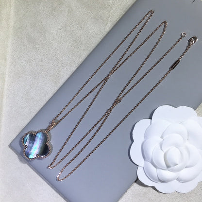 [Violet JW]CLOVER 25MM GOLD DARK MOP BIG CLOVER NECKLACE