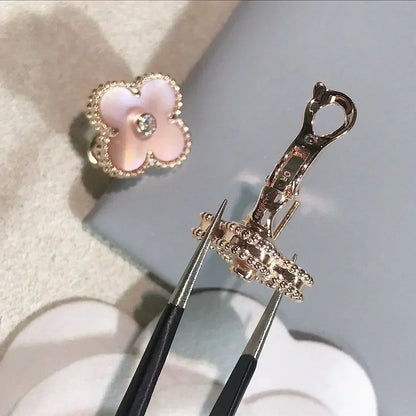 [Baslove]CLOVER MEDIUM 1 MOTIVE ROSA MOP DIAMANT OHRRINGE
