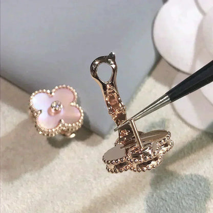 [Baslove]CLOVER MEDIUM 1 MOTIVE ROSA MOP DIAMANT OHRRINGE