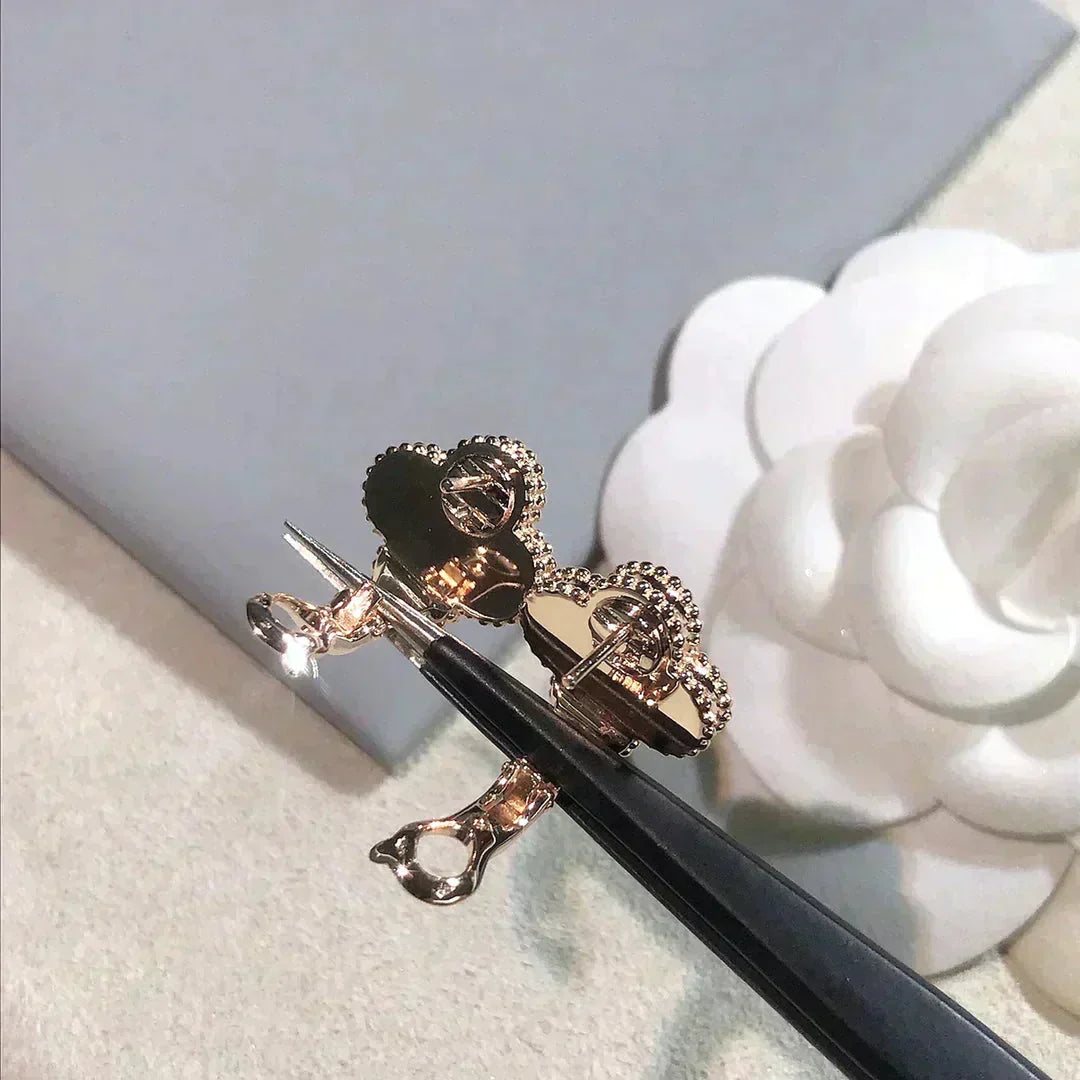 [Baslove]CLOVER MEDIUM 1 MOTIVE ROSA MOP DIAMANT OHRRINGE
