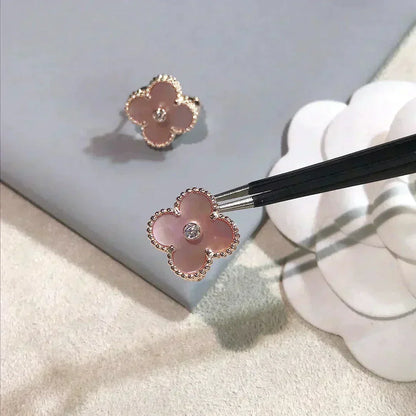 [Baslove]CLOVER MEDIUM 1 MOTIVE ROSA MOP DIAMANT OHRRINGE