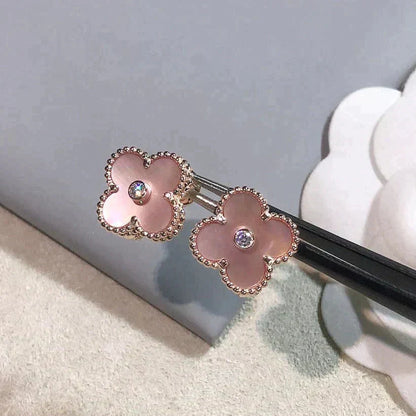 [Baslove]CLOVER MEDIUM 1 MOTIVE ROSA MOP DIAMANT OHRRINGE