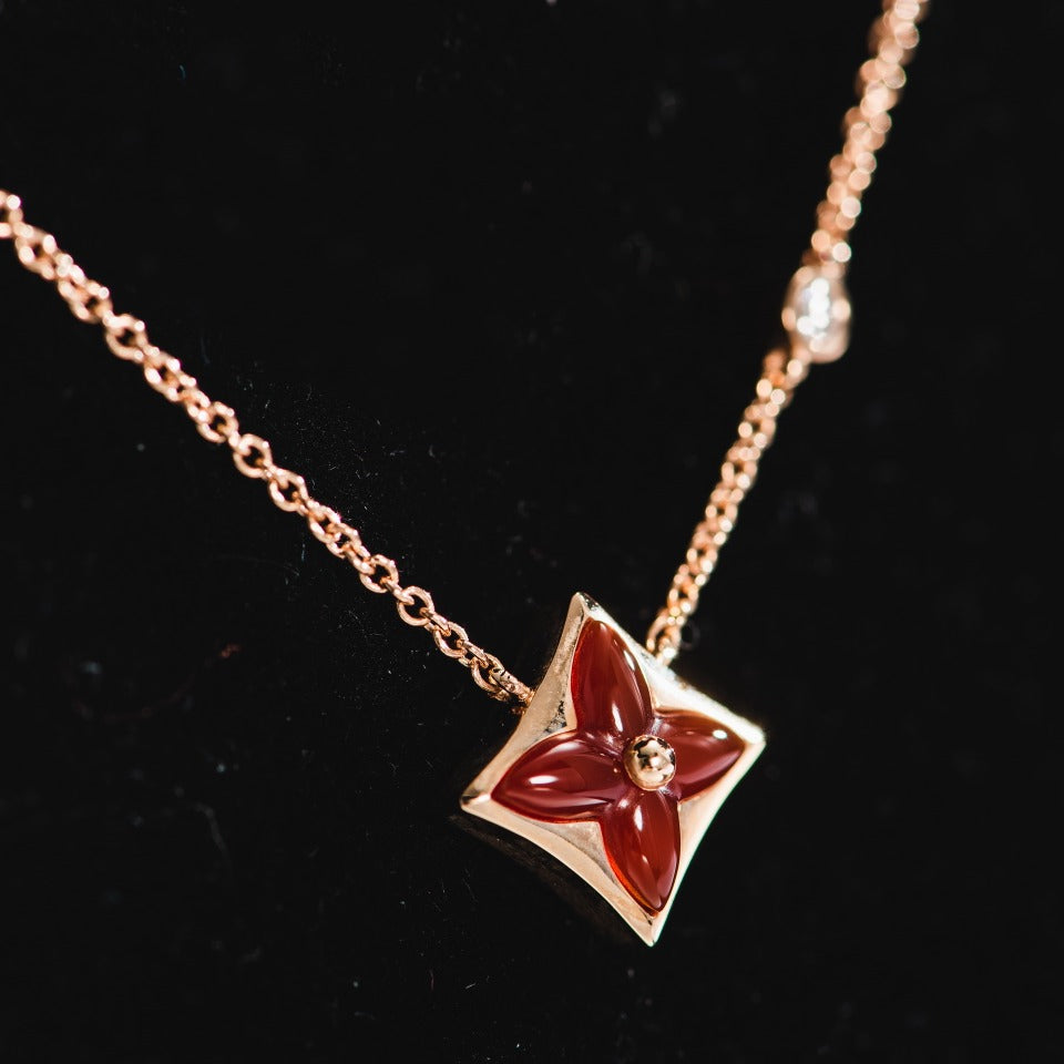[Baslove]Stern Halskette Roségold 1 Diamant
