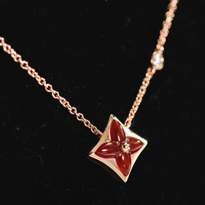 [Baslove]Stern Halskette Roségold 1 Diamant