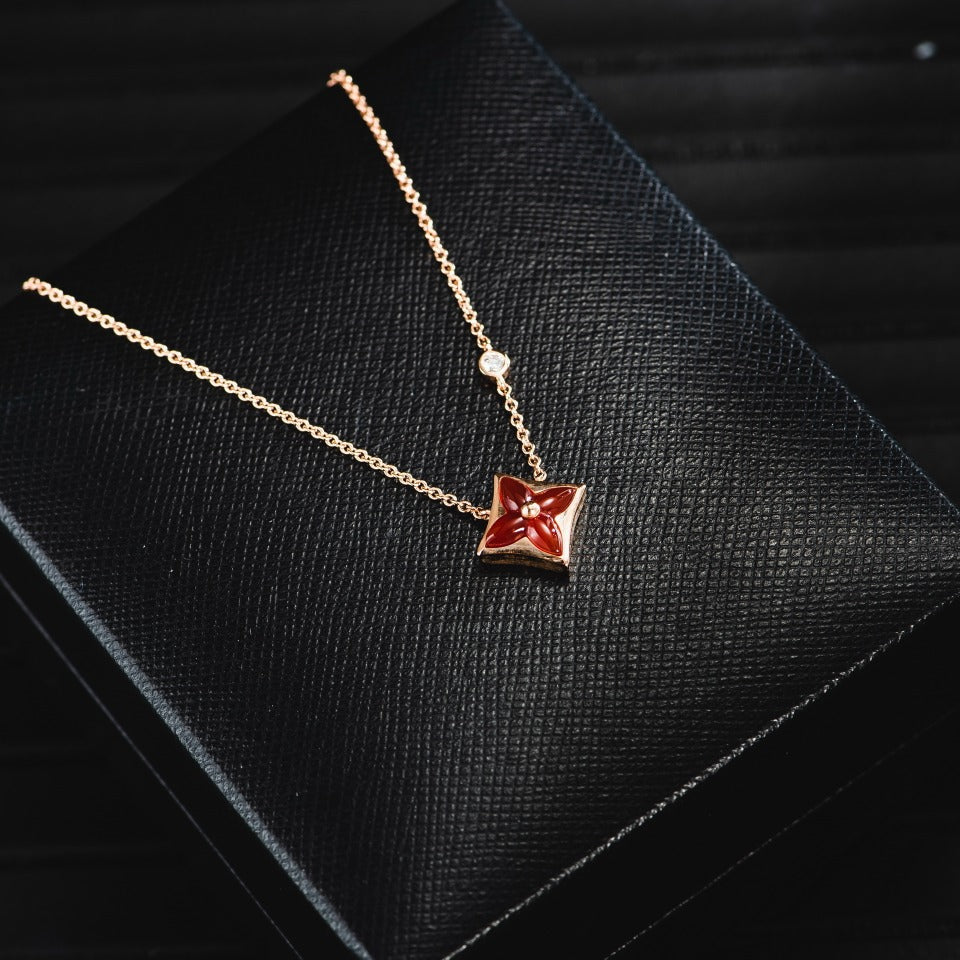 [Baslove]Stern Halskette Roségold 1 Diamant