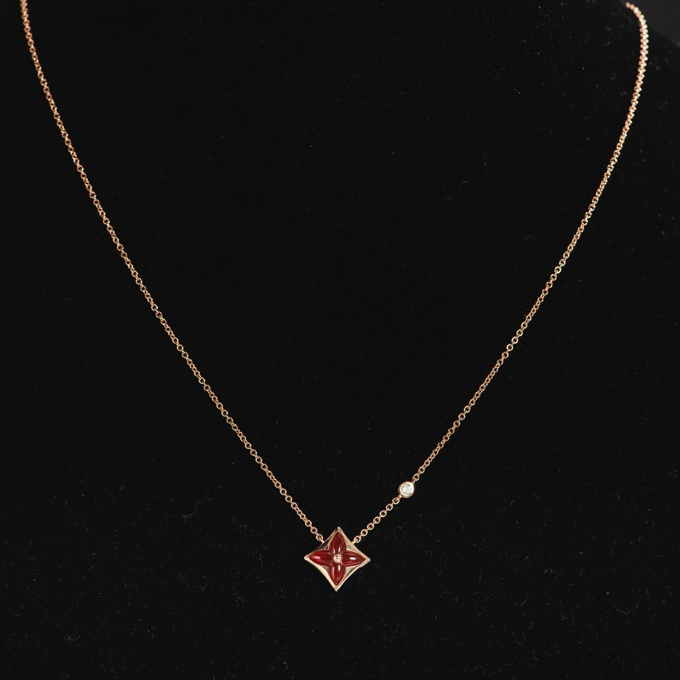 [Baslove]Stern Halskette Roségold 1 Diamant