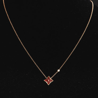 [Baslove]Stern Halskette Roségold 1 Diamant