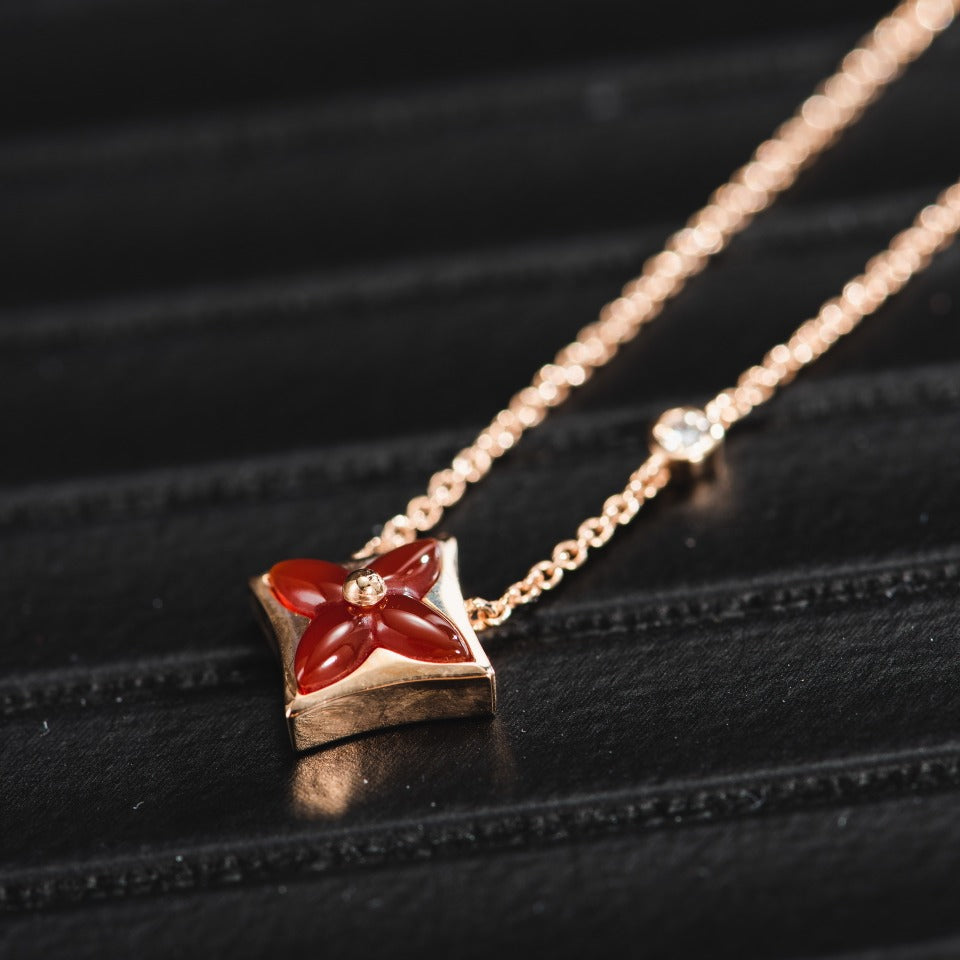[Baslove]Stern Halskette Roségold 1 Diamant