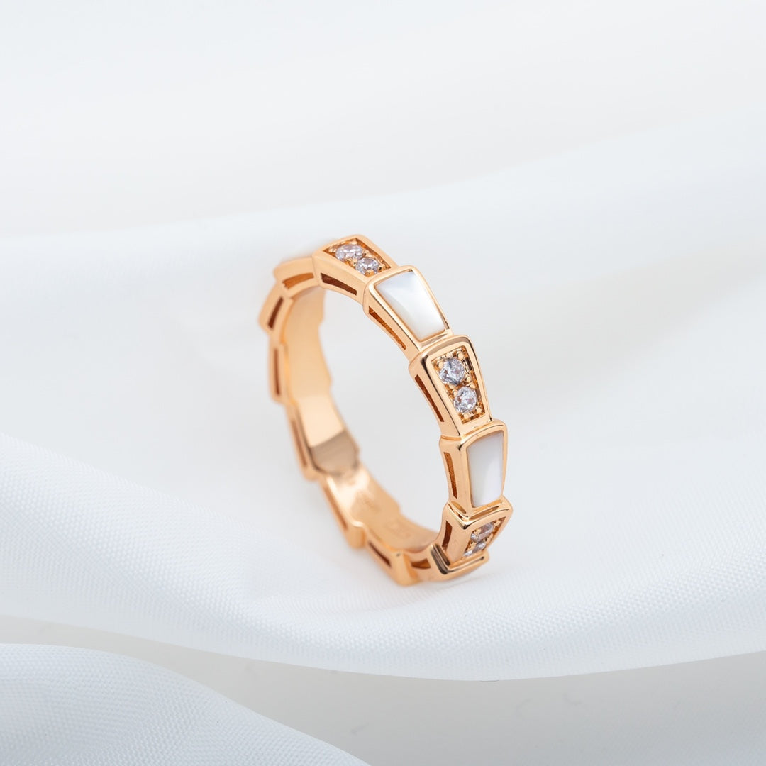 [Baslove]SERPENTI RING ROSA GOLD DIAMANT MOP 3MM