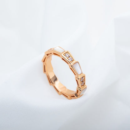 [Baslove]SERPENTI RING ROSA GOLD DIAMANT MOP 3MM