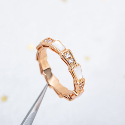 [Baslove]SERPENTI RING ROSA GOLD DIAMANT MOP 3MM