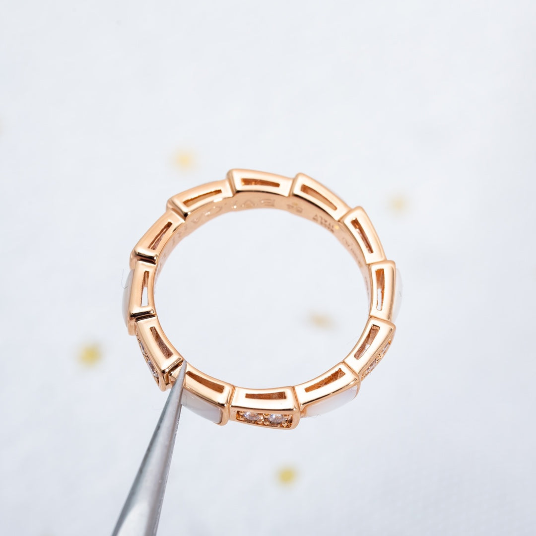 [Baslove]SERPENTI RING ROSA GOLD DIAMANT MOP 3MM