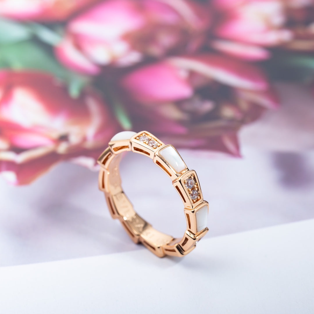 [Baslove]SERPENTI RING ROSA GOLD DIAMANT MOP 3MM