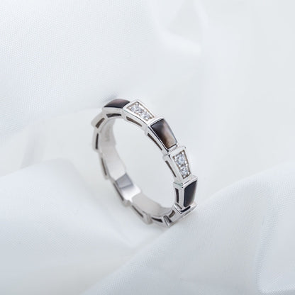 [Baslove]SERPENTI RING SILBER DIAMANT SCHWARZ MOP 3MM