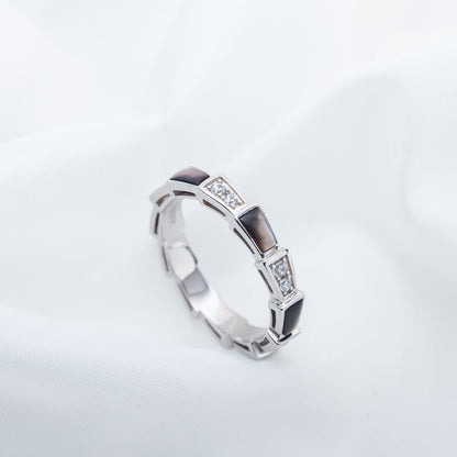 [Baslove]SERPENTI RING SILBER DIAMANT SCHWARZ MOP 3MM