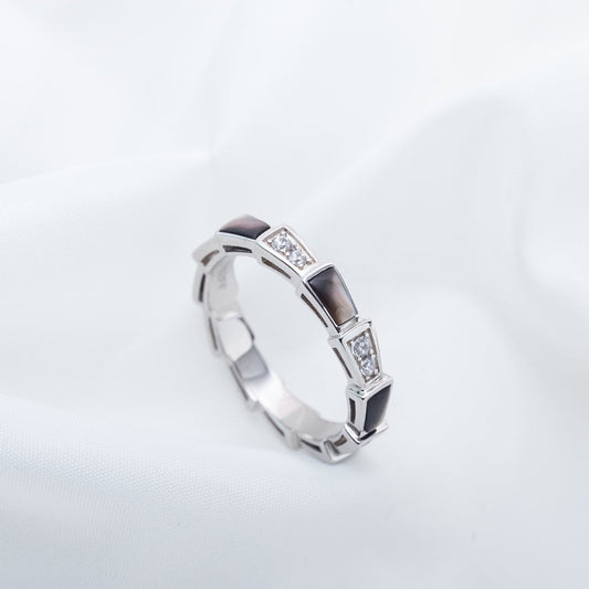 [Baslove]SERPENTI RING SILBER DIAMANT SCHWARZ MOP 3MM