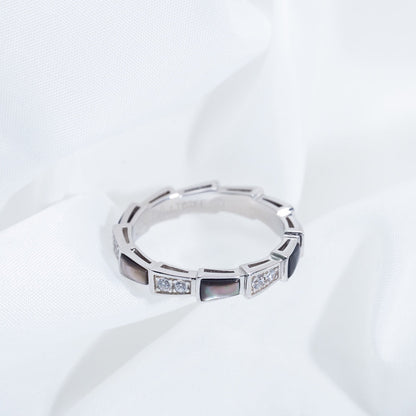 [Baslove]SERPENTI RING SILBER DIAMANT SCHWARZ MOP 3MM