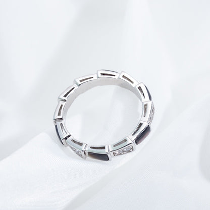 [Baslove]SERPENTI RING SILBER DIAMANT SCHWARZ MOP 3MM
