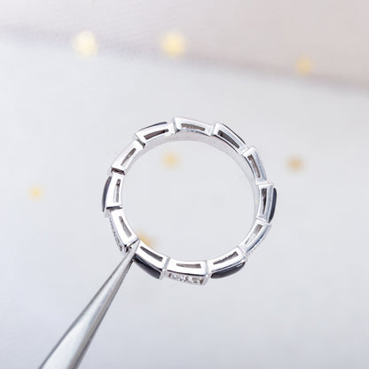 [Baslove]SERPENTI RING SILBER DIAMANT SCHWARZ MOP 3MM