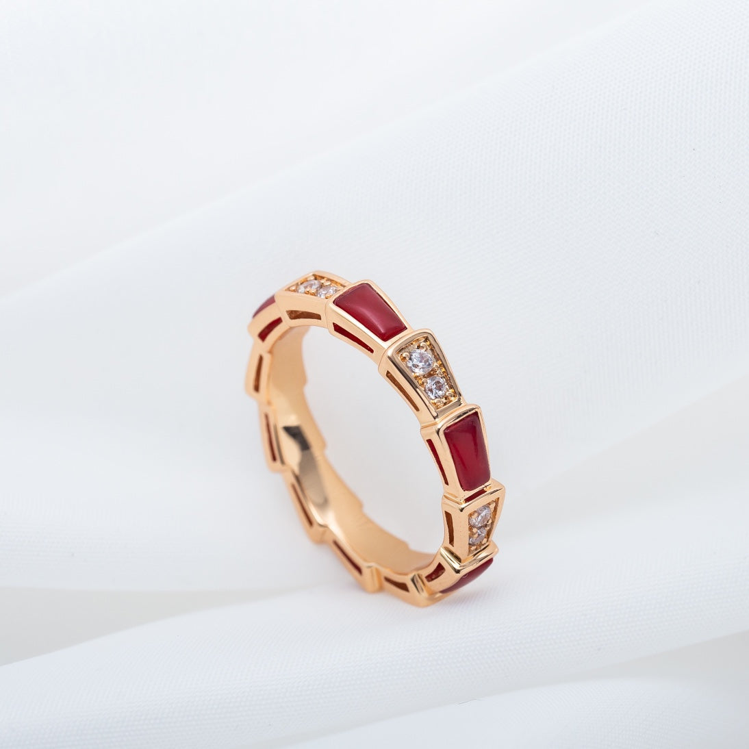 [Baslove]SERPENTI RING ROTGOLD KARNEOL DIAMANT 3MM