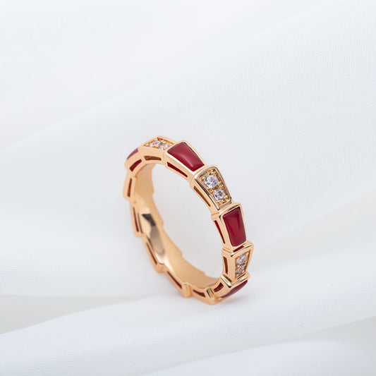 [Baslove]SERPENTI RING ROTGOLD KARNEOL DIAMANT 3MM