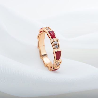 [Baslove]SERPENTI RING ROTGOLD KARNEOL DIAMANT 3MM