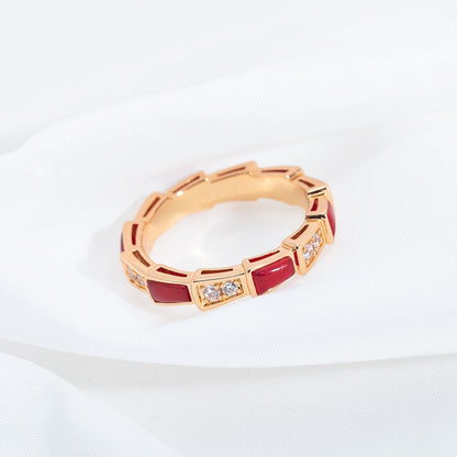 [Baslove]SERPENTI RING ROTGOLD KARNEOL DIAMANT 3MM