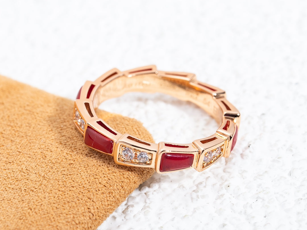 [Baslove]SERPENTI RING ROTGOLD KARNEOL DIAMANT 3MM