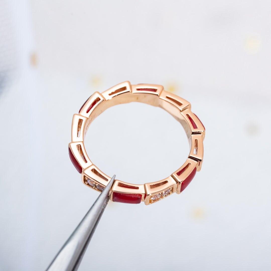 [Baslove]SERPENTI RING ROTGOLD KARNEOL DIAMANT 3MM