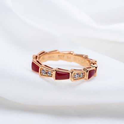 [Baslove]SERPENTI RING ROTGOLD KARNEOL DIAMANT 3MM