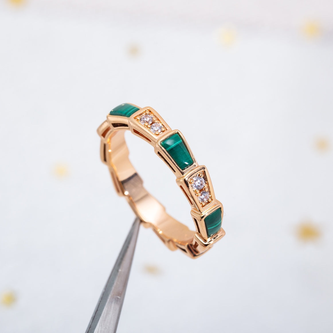 [Baslove]SERPENTI RING ROSGOLD MALACHIT DIAMANT 3MM