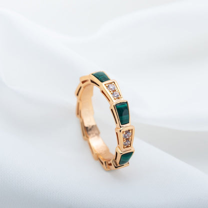 [Baslove]SERPENTI RING ROSGOLD MALACHIT DIAMANT 3MM