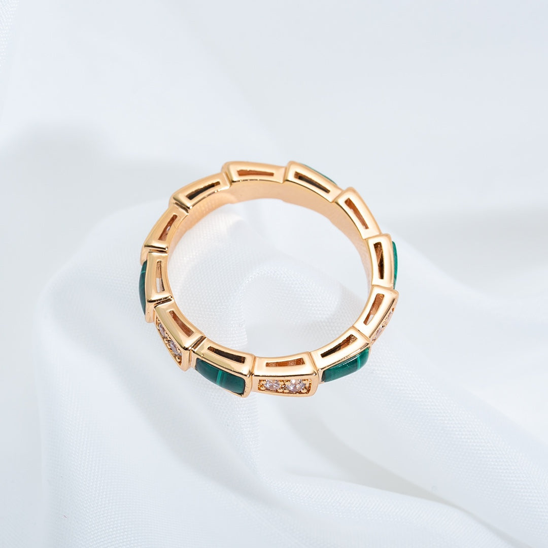 [Baslove]SERPENTI RING ROSGOLD MALACHIT DIAMANT 3MM