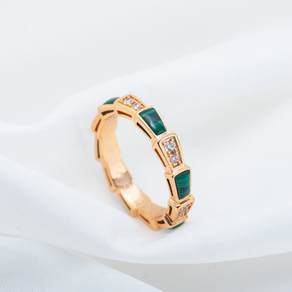 [Baslove]SERPENTI RING ROSGOLD MALACHIT DIAMANT 3MM