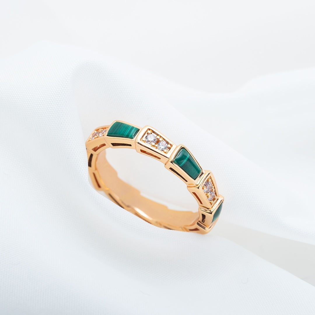 [Baslove]SERPENTI RING ROSGOLD MALACHIT DIAMANT 3MM