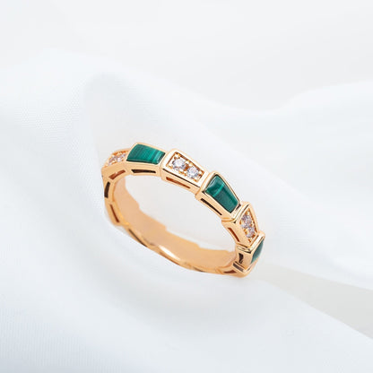 [Baslove]SERPENTI RING ROSGOLD MALACHIT DIAMANT 3MM