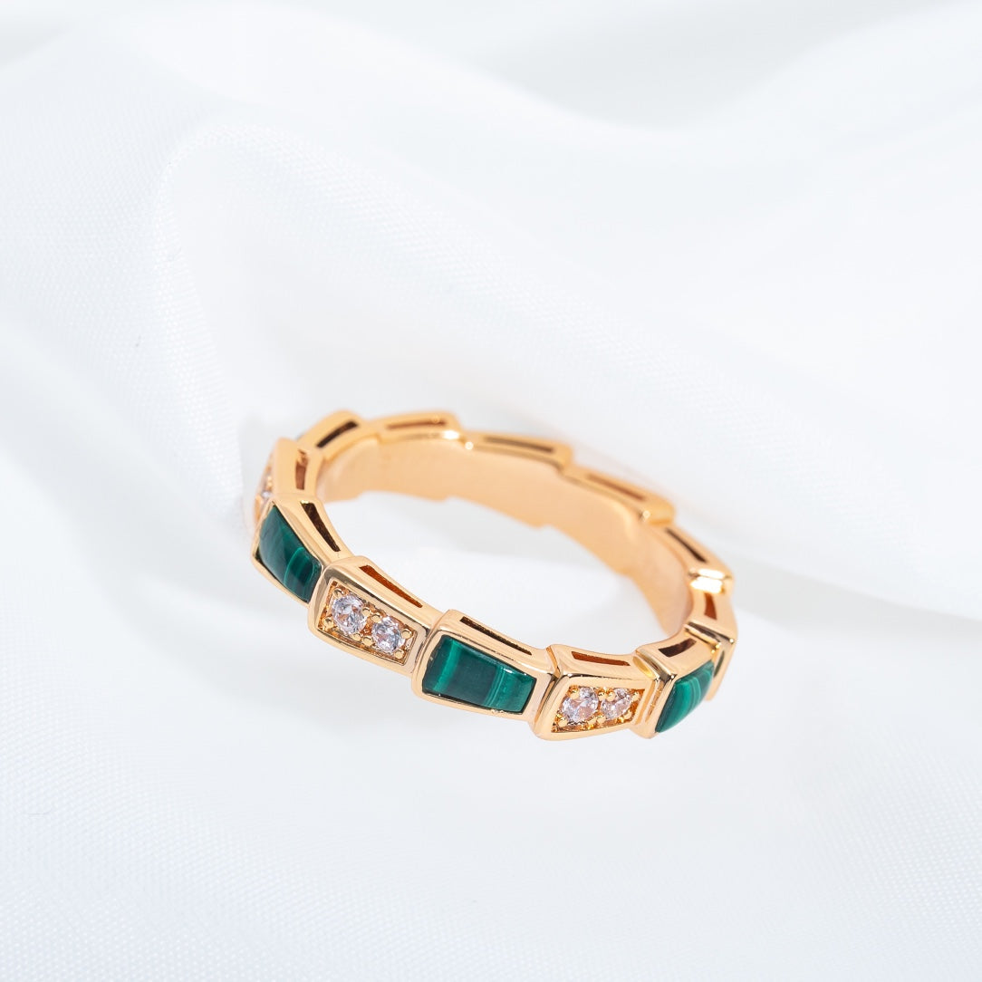 [Baslove]SERPENTI RING ROSGOLD MALACHIT DIAMANT 3MM