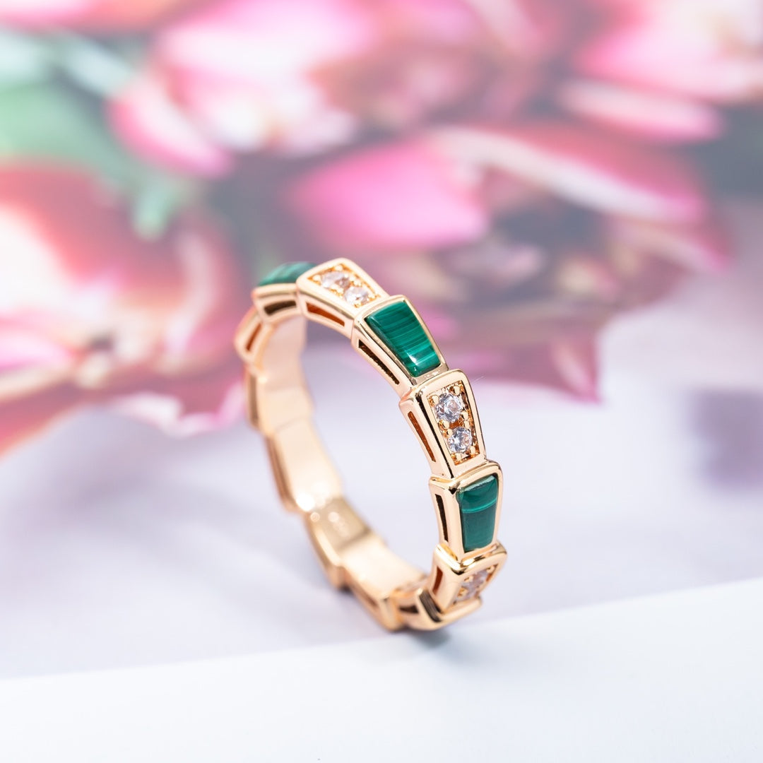 [Baslove]SERPENTI RING ROSGOLD MALACHIT DIAMANT 3MM