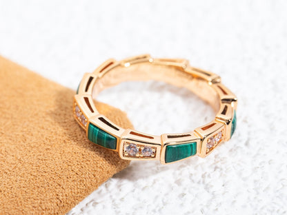 [Baslove]SERPENTI RING ROSGOLD MALACHIT DIAMANT 3MM