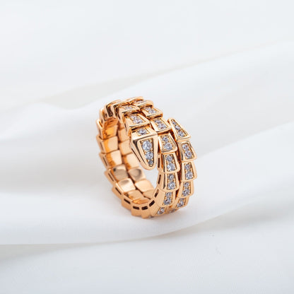 [Baslove]SERPENTI RING ROSGOLD DIAMANT DOPPELREIHIG