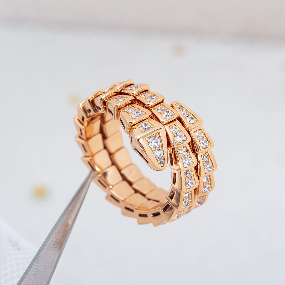 [Baslove]SERPENTI RING ROSGOLD DIAMANT DOPPELREIHIG