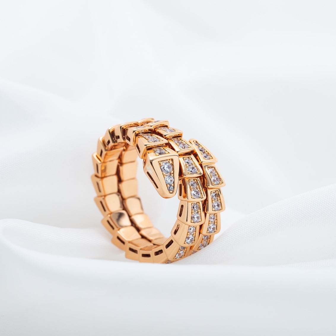 [Baslove]SERPENTI RING ROSGOLD DIAMANT DOPPELREIHIG