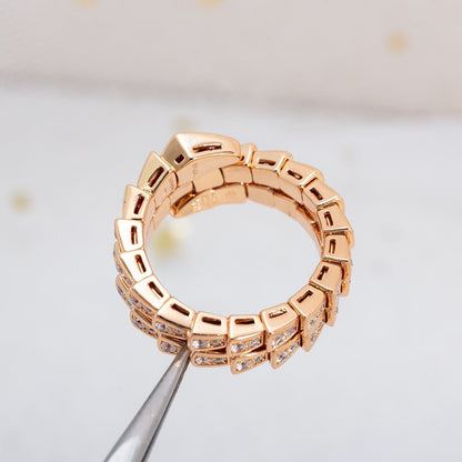 [Baslove]SERPENTI RING ROSGOLD DIAMANT DOPPELREIHIG
