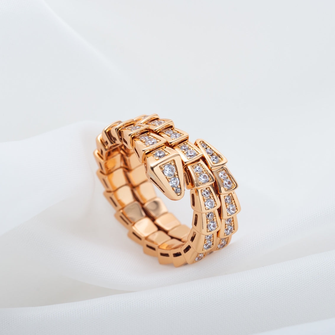 [Baslove]SERPENTI RING ROSGOLD DIAMANT DOPPELREIHIG