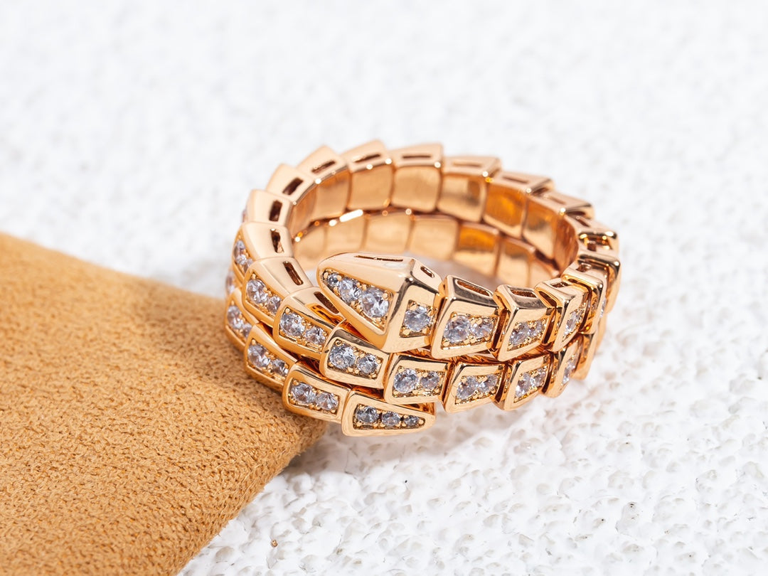 [Baslove]SERPENTI RING ROSGOLD DIAMANT DOPPELREIHIG