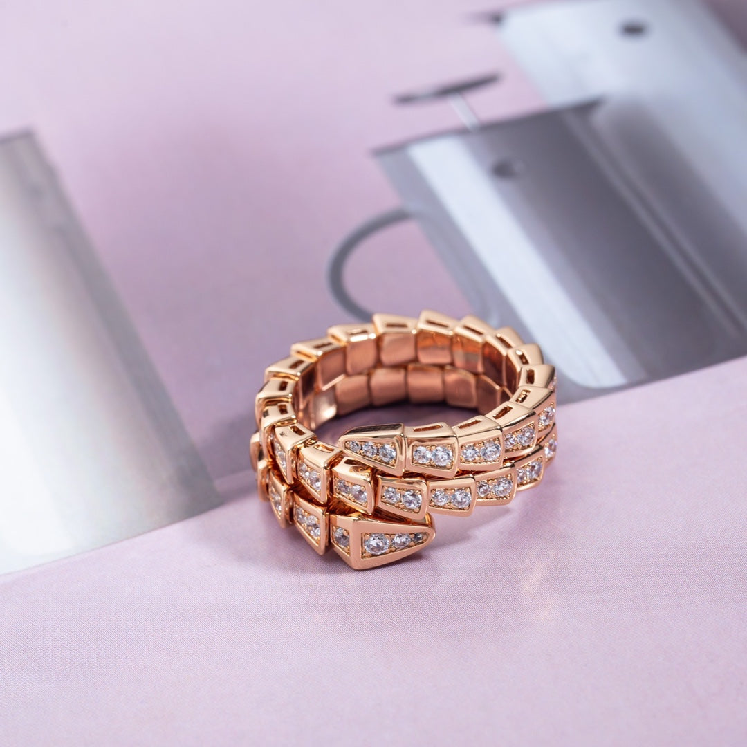 [Baslove]SERPENTI RING ROSGOLD DIAMANT DOPPELREIHIG