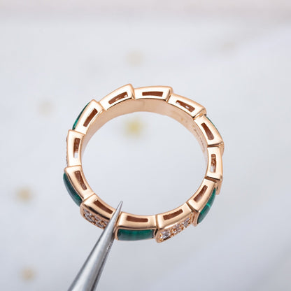 [Baslove]SERPENTI RING ROSA GOLD MALACHIT DIAMANT GEPAPERT 4MM
