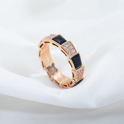 [Baslove]SERPENTI RING ROSA GOLD SCHWARZ MOP DIAMANT GEPAPERT 4MM