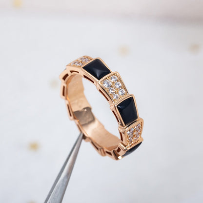 [Baslove]SERPENTI RING ROSA GOLD SCHWARZ MOP DIAMANT GEPAPERT 4MM
